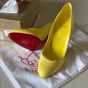 Christian Louboutin Yellow Stiletto Heels with Red Sole